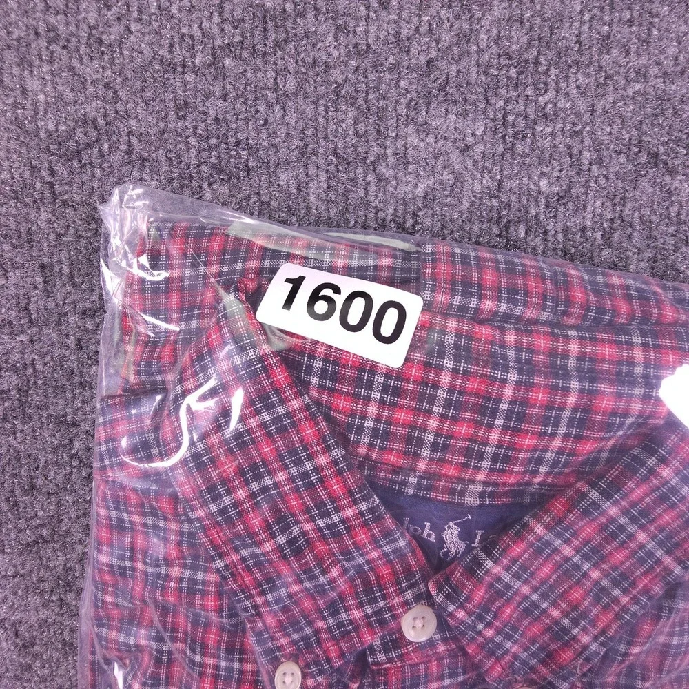 VTG Polo Ralph Lauren Big Shirt Men's M‎ Oxford Plaid Blue Pony Button Down